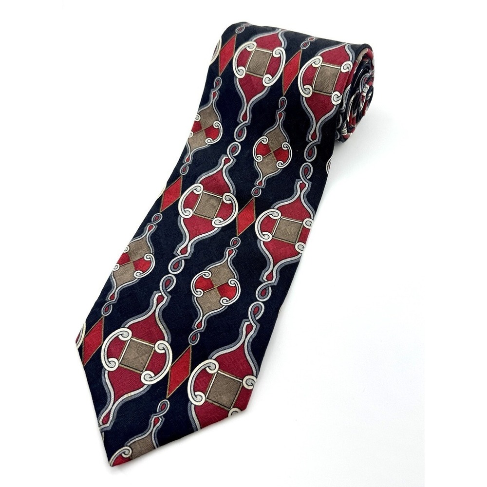 Zianetti Woven 100% Italian Silk Neck Tie Hand Finished Equestrian Print 70$ Red